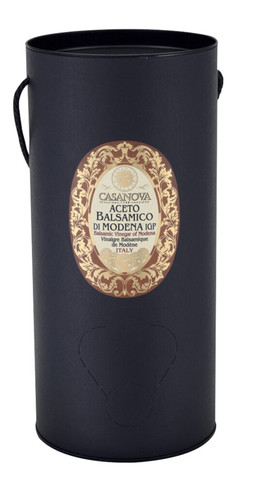 Aceto Balsamico di Modena IGP Qualità 10 Bag in Tube 3 l Casanova, confezione Bag in Tube nera con manico.