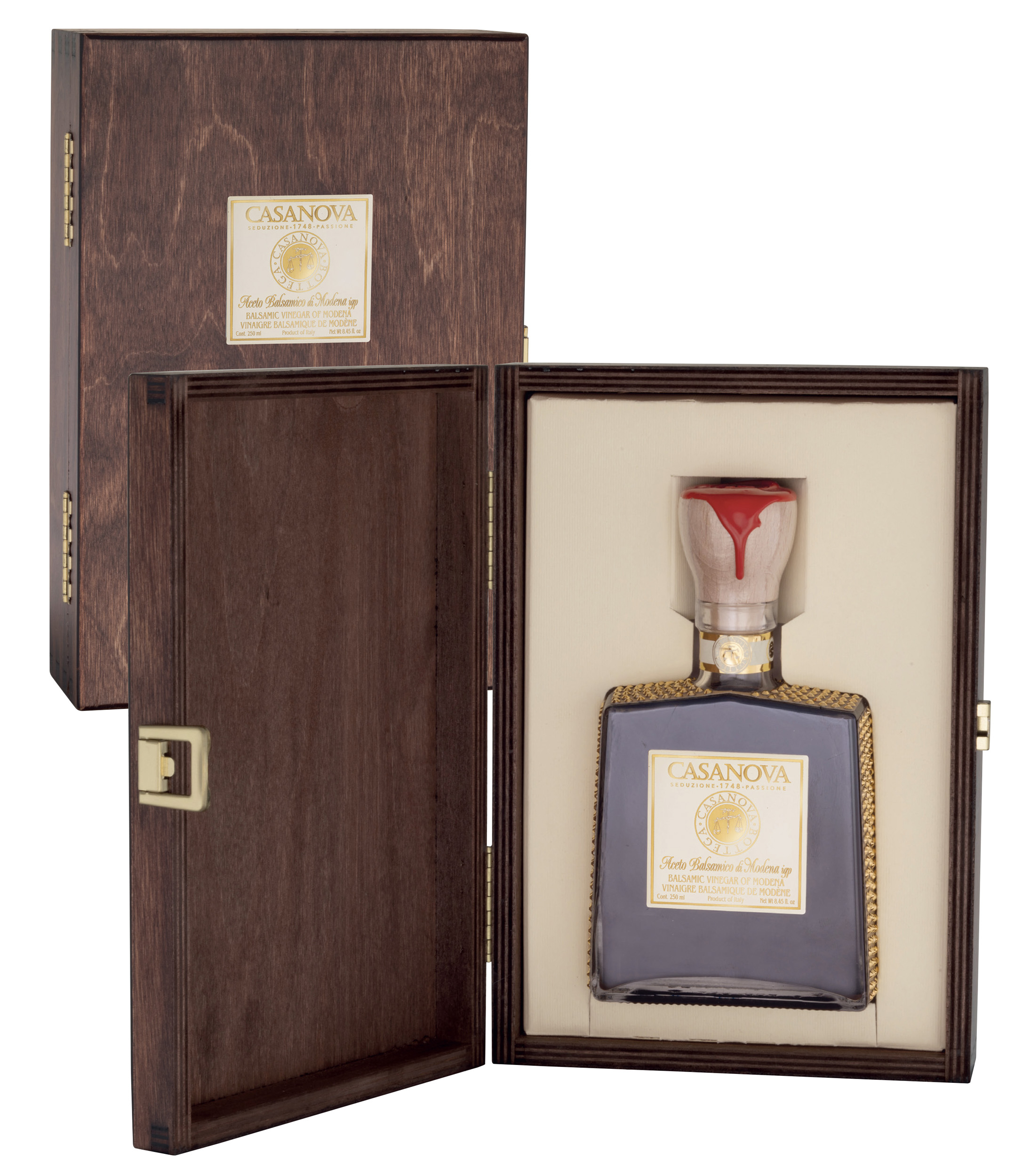 Aceto Balsamico di Modena IGP Qualità 15 Preziosa 250 ml Casanova, bottiglia con cofanetto in legno.