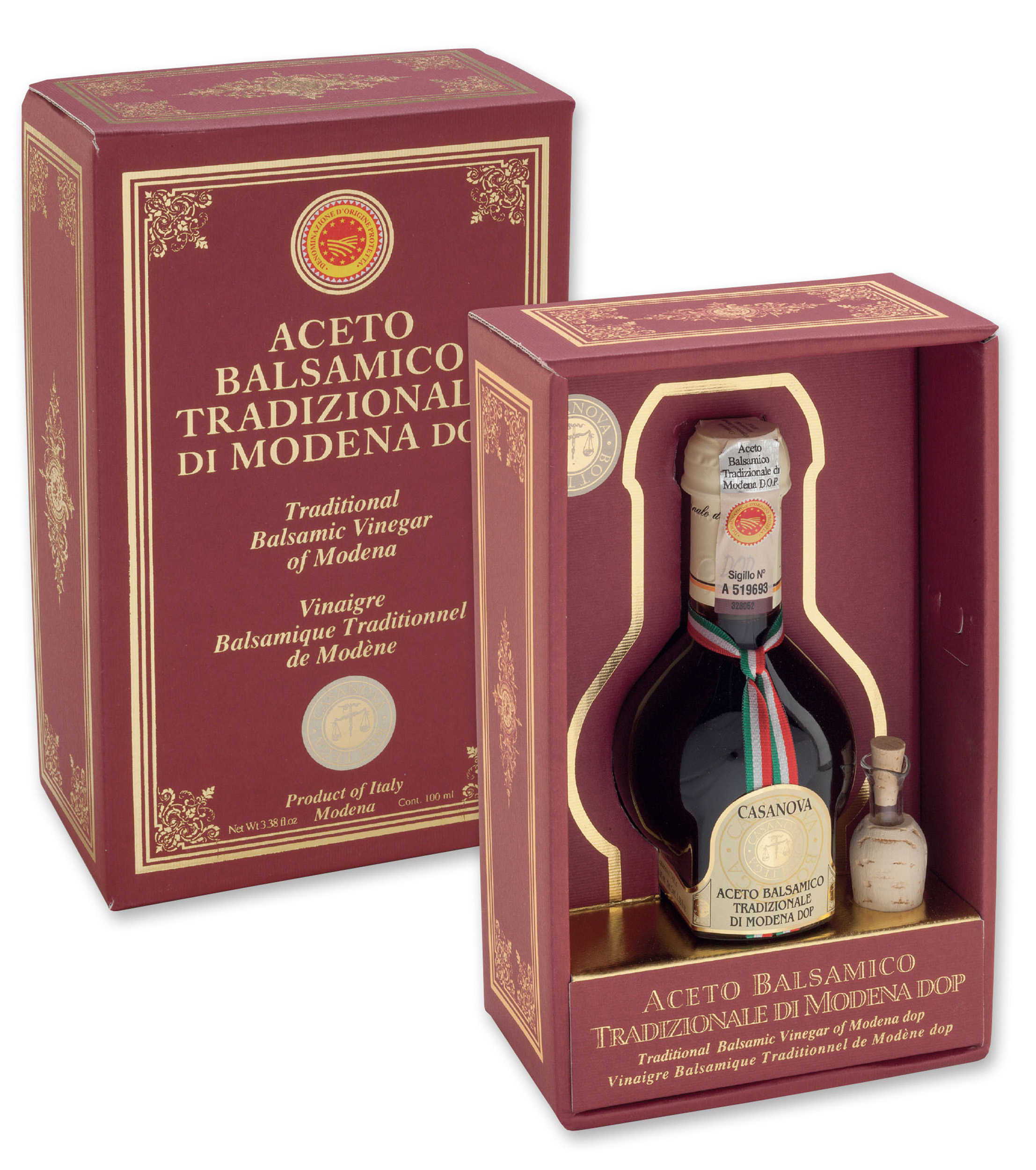 Traditional Balsamic Vinegar of Modena PDO Affinato (Aged Min. 12 Years) 100 ml Casanova, bottle with gift box.