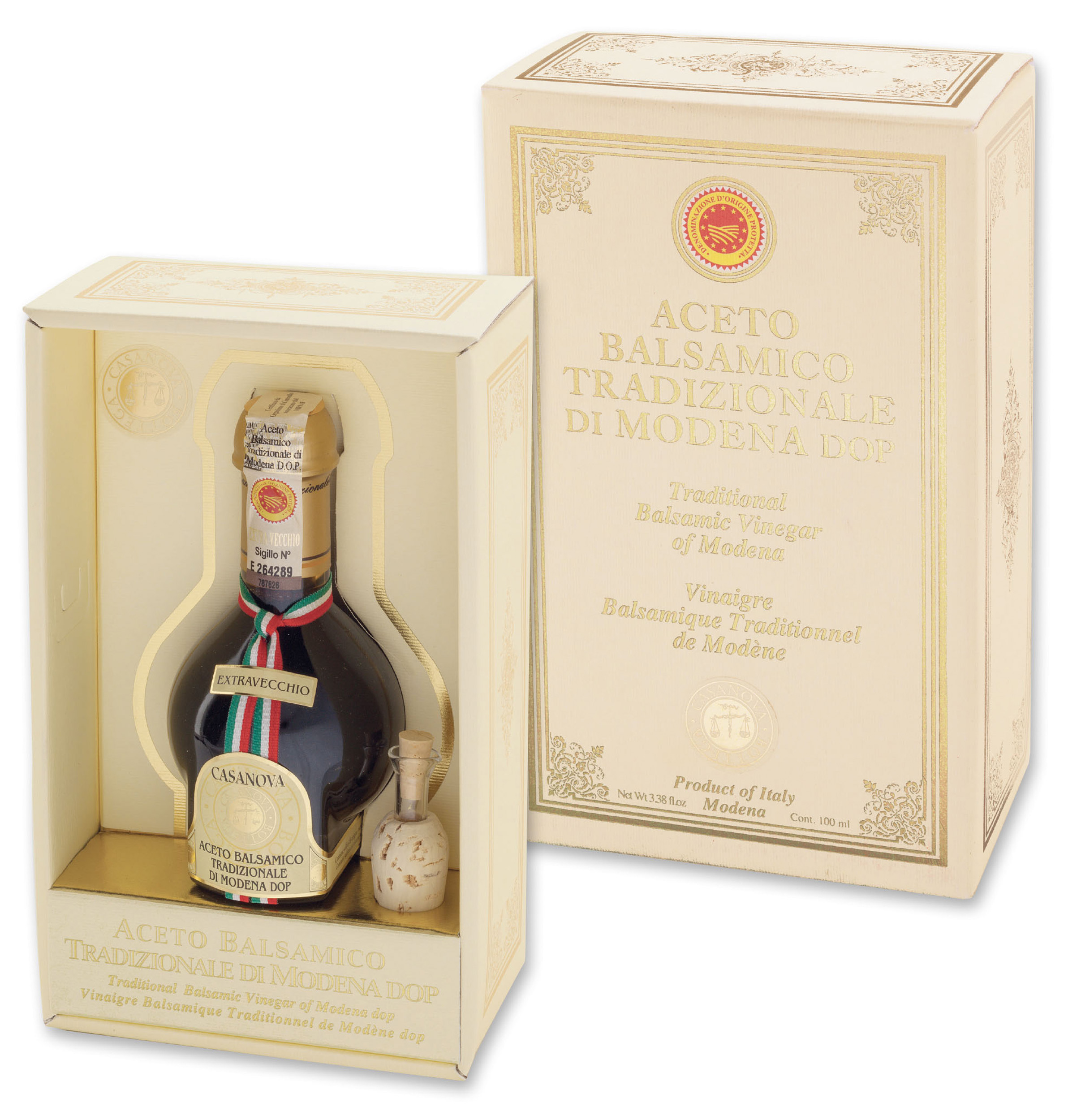 Traditional Balsamic Vinegar of Modena PDO Extravecchio (Aged Min. 25 Years) 100 ml Casanova, bottle with gift box.