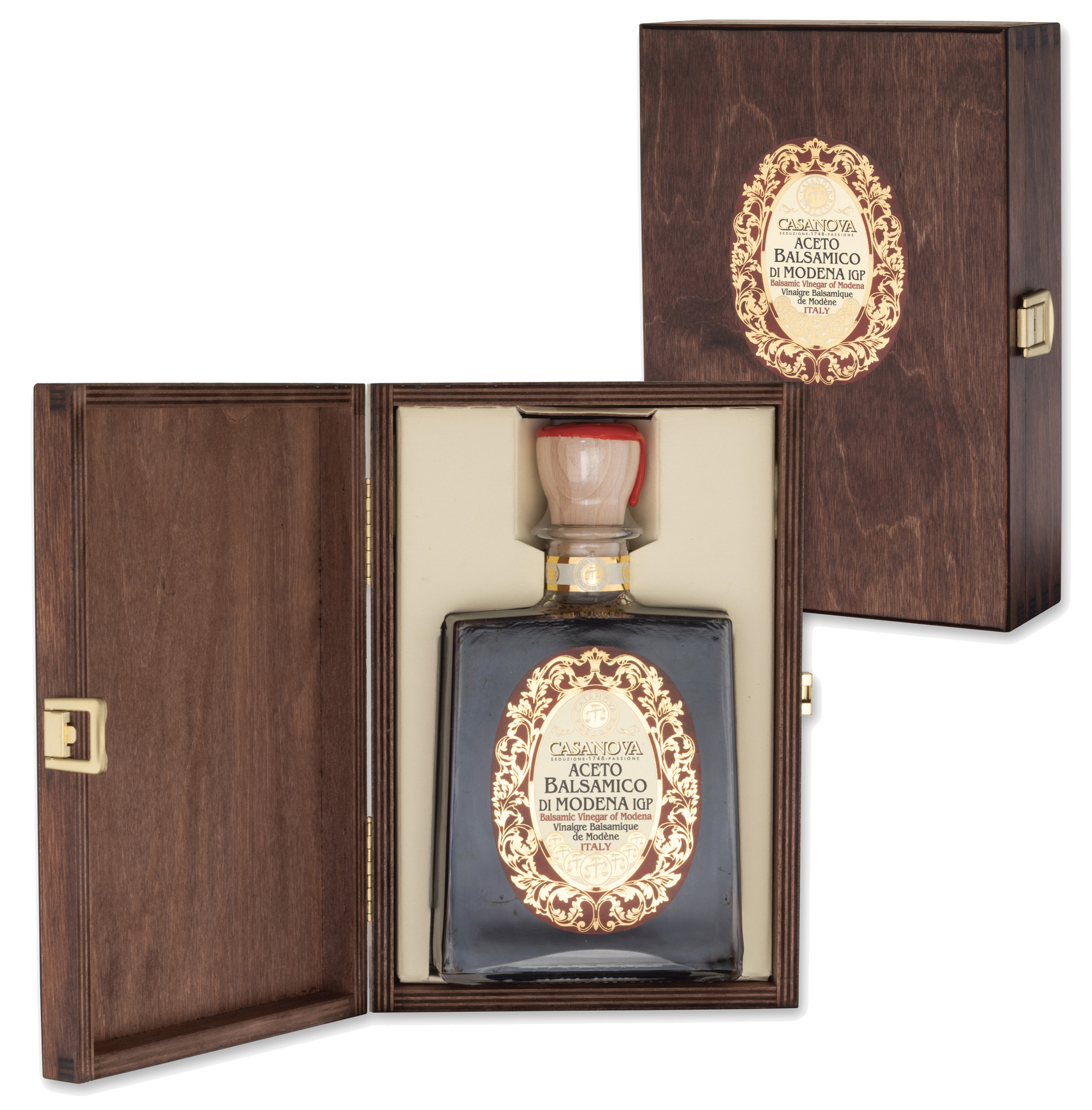 Anfora Ramona Vintage Aceto Balsamico di Modena IGP Qualità 15 500 ml Casanova, bottiglia con cofanetto in legno.