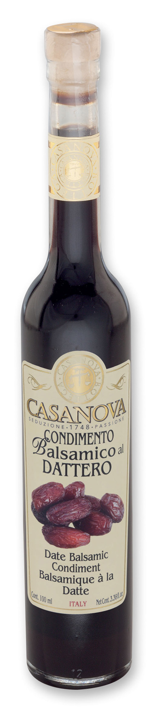 Aromatizzati Condimento Balsamico al Dattero 100 ml Casanova, bottiglia.