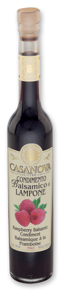 Aromatizzato Condimento Balsamico al Lampone 100 ml Casanova, bottiglia.