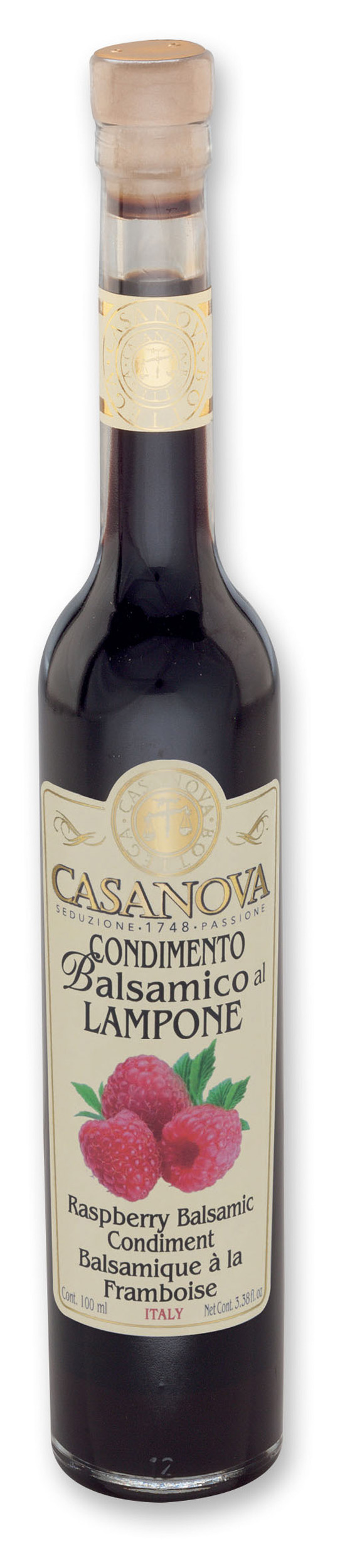 Aromatizzato Condimento Balsamico al Lampone 100 ml Casanova, bottiglia.