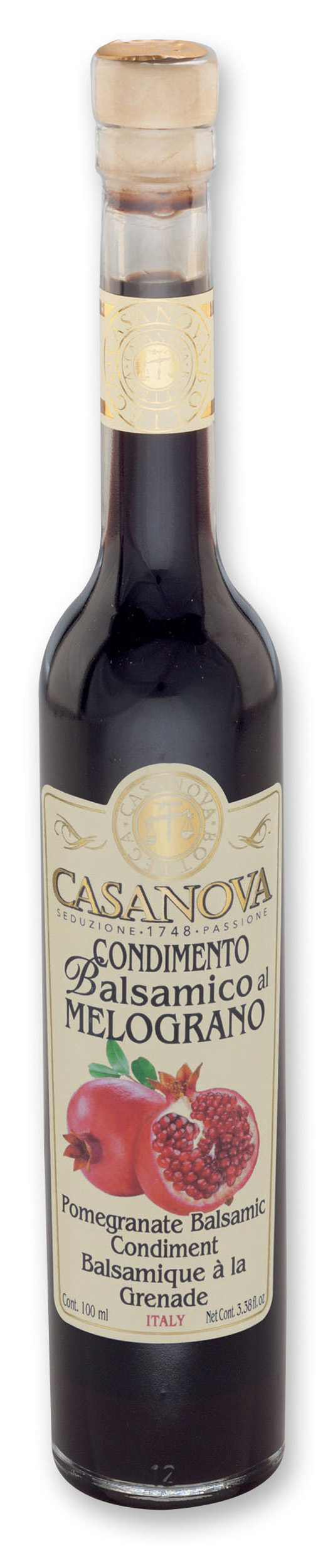 Aromatizzato Condimento Balsamico al Melograno 100 ml Casanova, bottiglia.