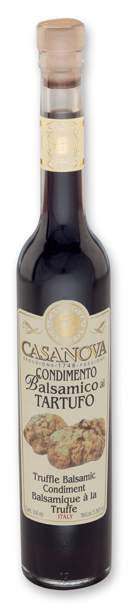 Aromatizzato Condimento Balsamico al Tartufo 100 ml Casanova, bottiglia.