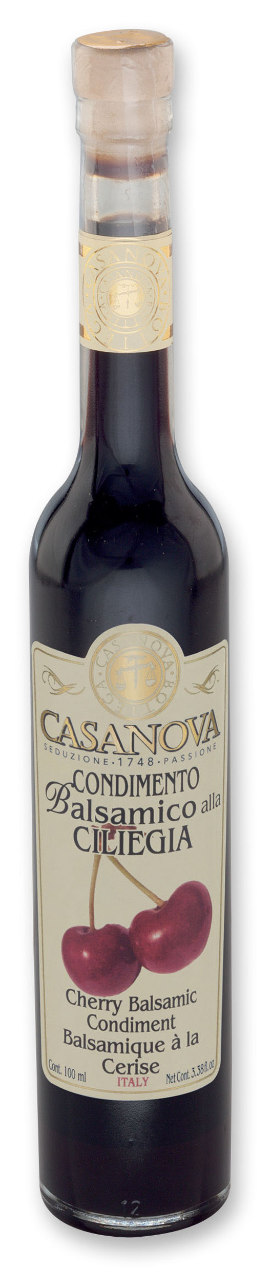 Aromatizzato Condimento Balsamico alla Ciliegia 100 ml Casanova, bottiglia.
