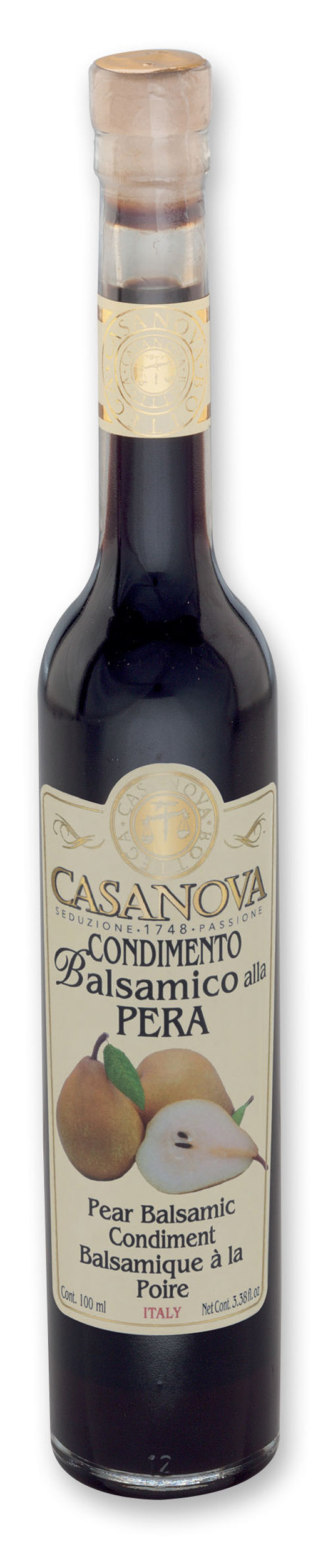 Aromatizzato Condimento Balsamico alla Pera 100 ml Casanova, bottiglia.