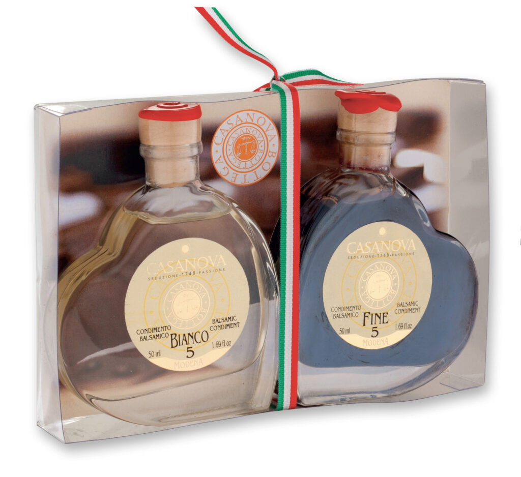 Balsamique & Balsamique Blanc 2x50 ml Casanova, coffret cadeau avec deux bouteilles.