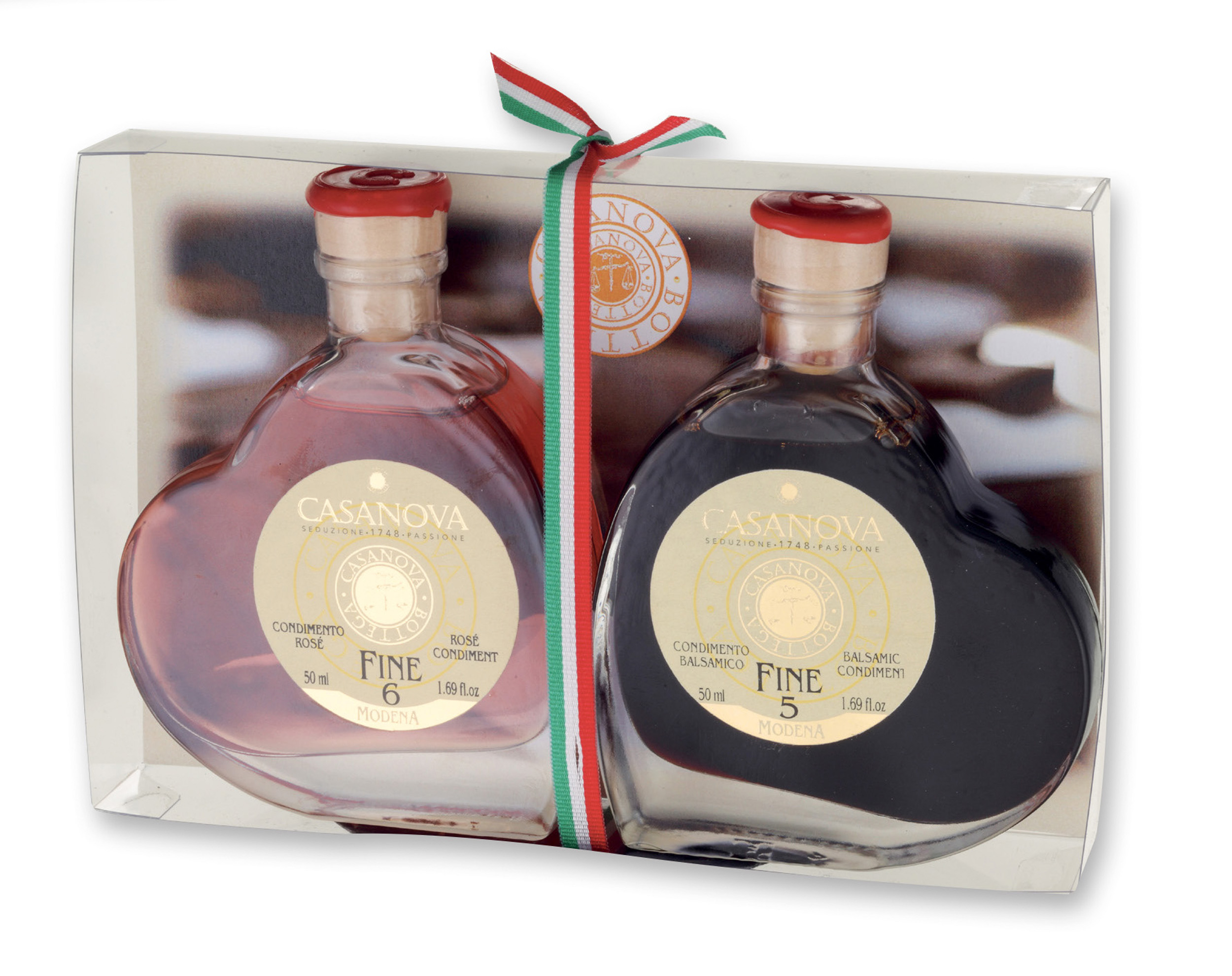 Balsamico & Balsamico Rosé 2x50 ml Casanova, confezione regalo con due bottiglie.