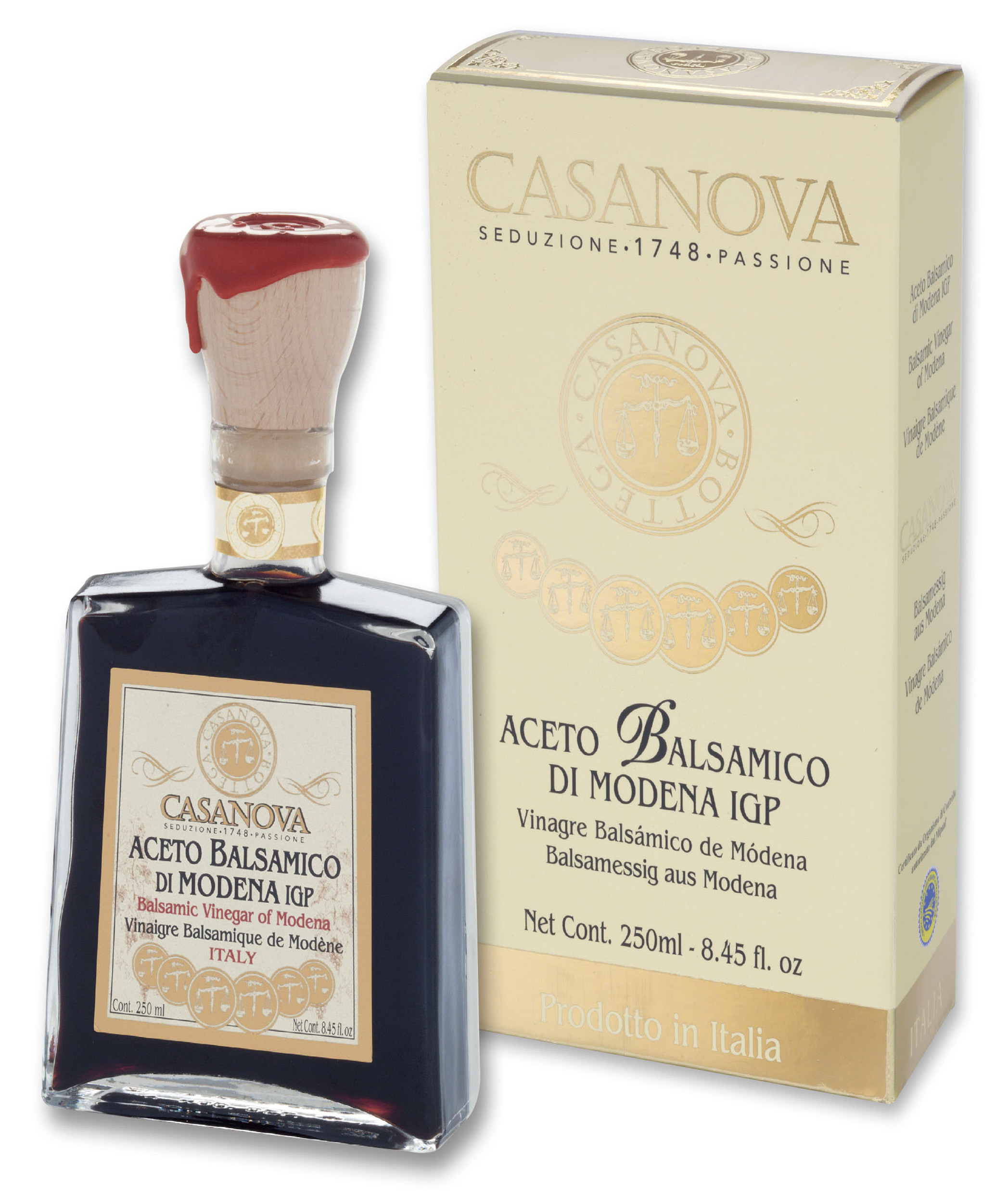 Bella Ramona Aceto Balsamico di Modena IGP Qualità 12 250 ml Casanova, bottiglia con astuccio.