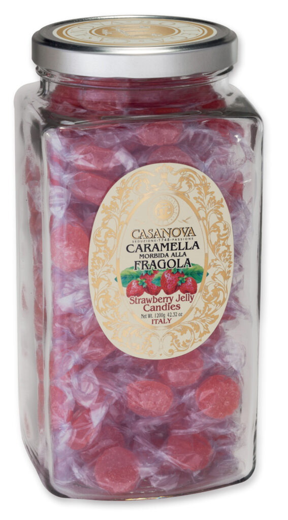 Caramella Morbida alla Fragola 1300 g Casanova, vaso in vetro.
