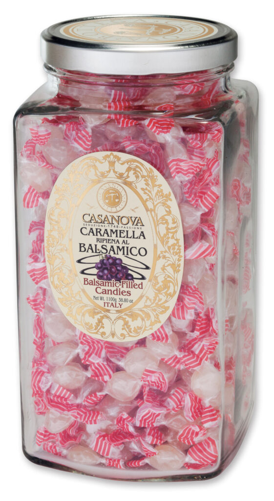 Caramella Ripiena al Balsamico 1100 g Casanova, vaso in vetro.