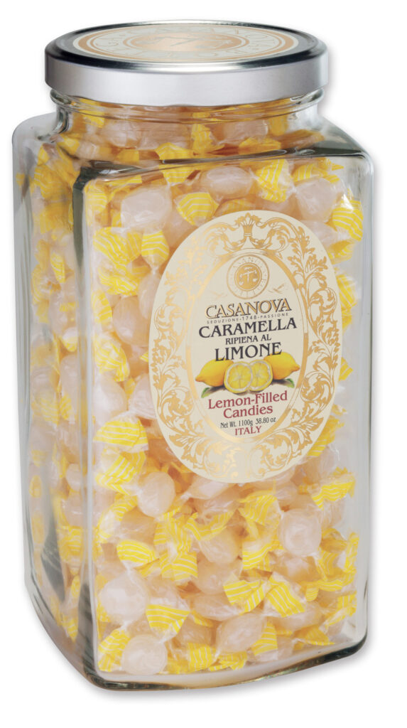 Caramella Ripiena al Limone 1100 g Casanova, vaso in vetro.