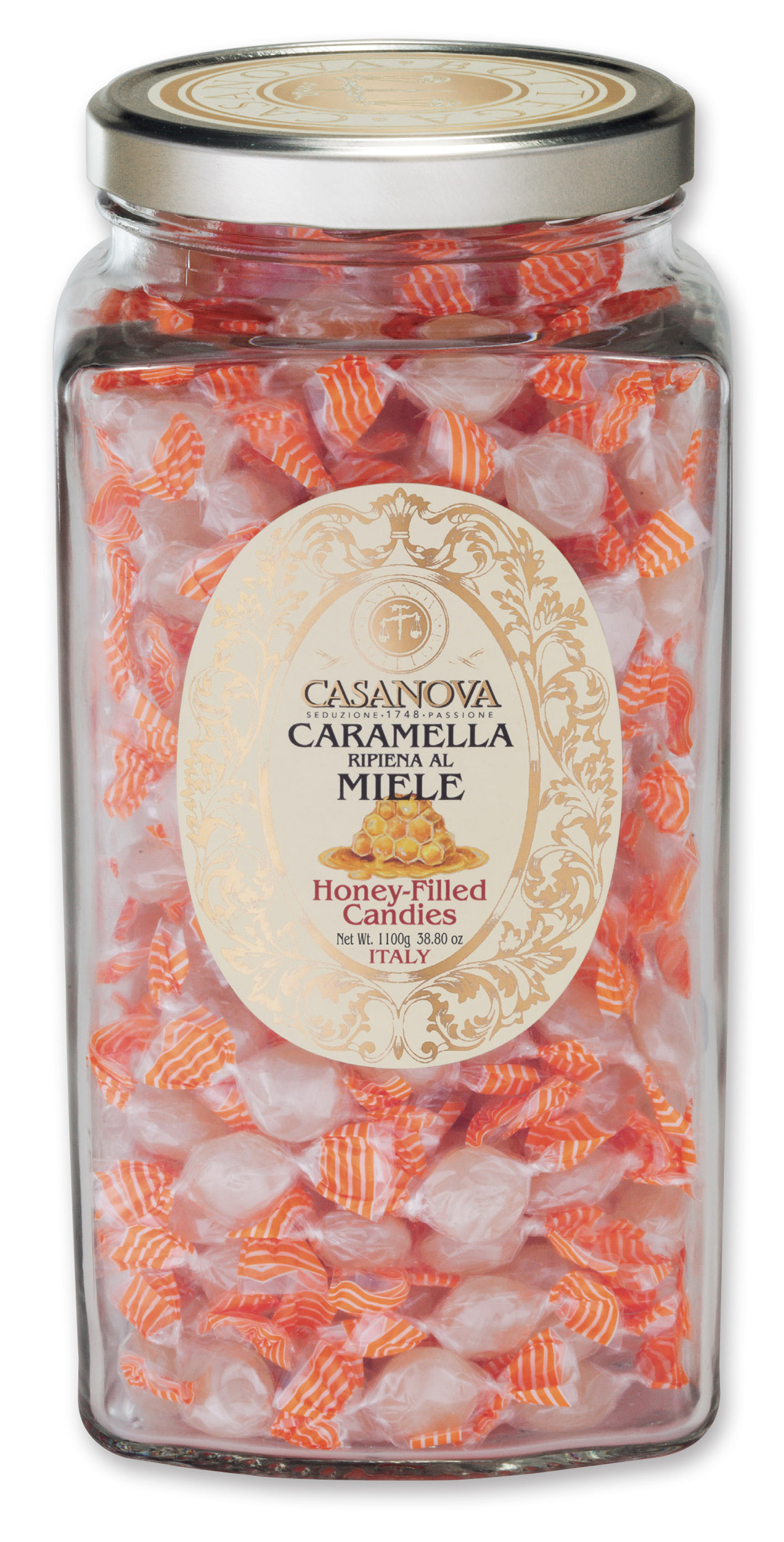 Honey Filled Candies 1100 g Casanova, glass jar.