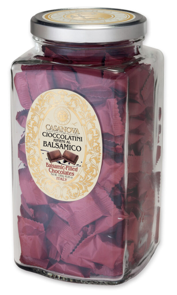 Dark chocolate bonbons filled with Balsamic Glaze 1300 g Casanova, glass jar.
