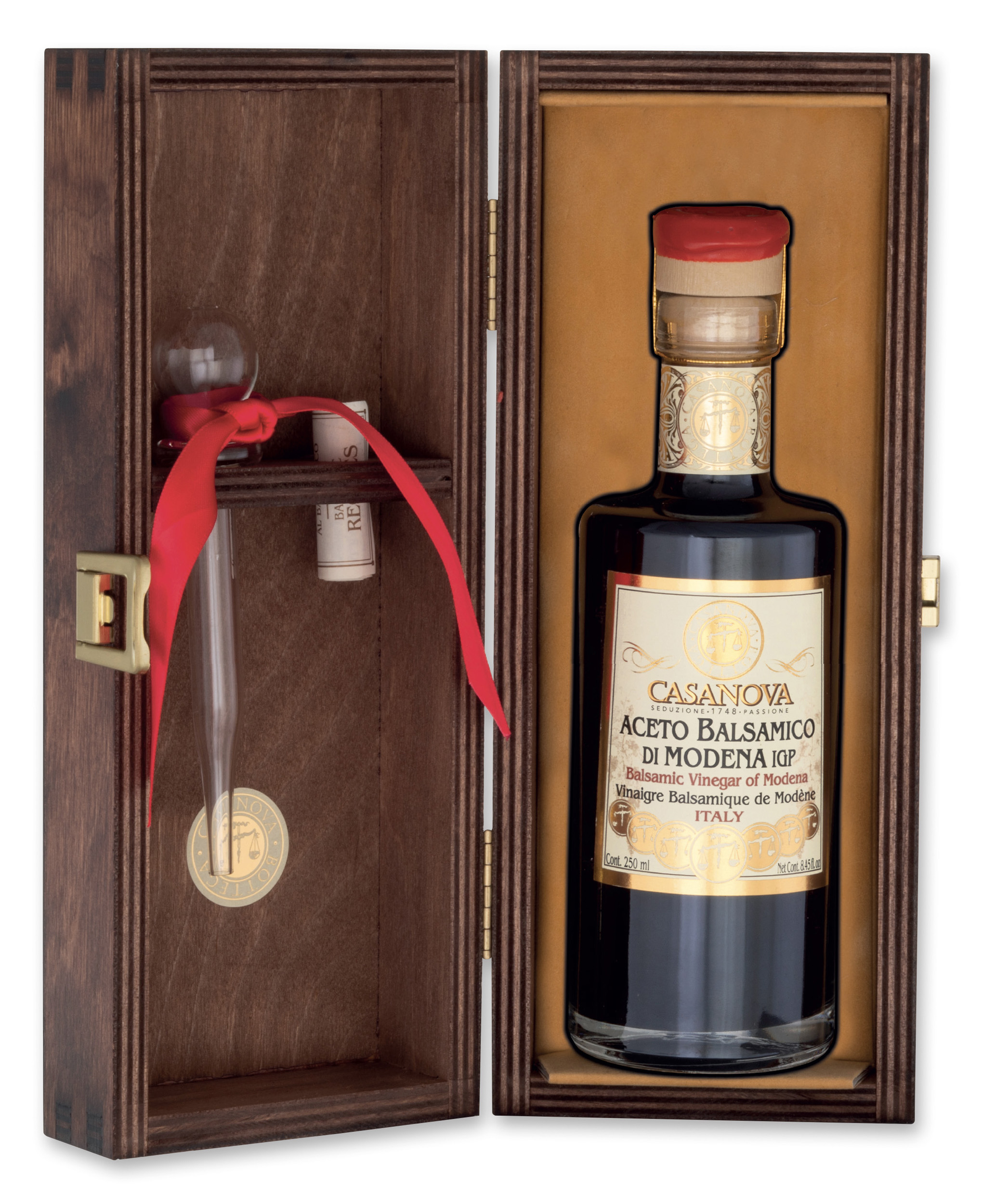 Classic Aceto Balsamico di Modena IGP Qualità 15 250 ml Casanova, bottiglia con cofanetto in legno.
