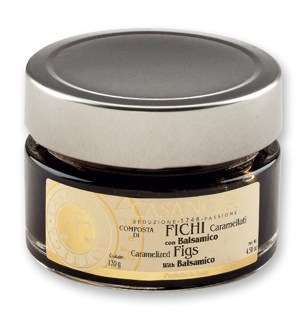 Caramelized Figs Compote with Balsamic 130 g Casanova, glass jar.