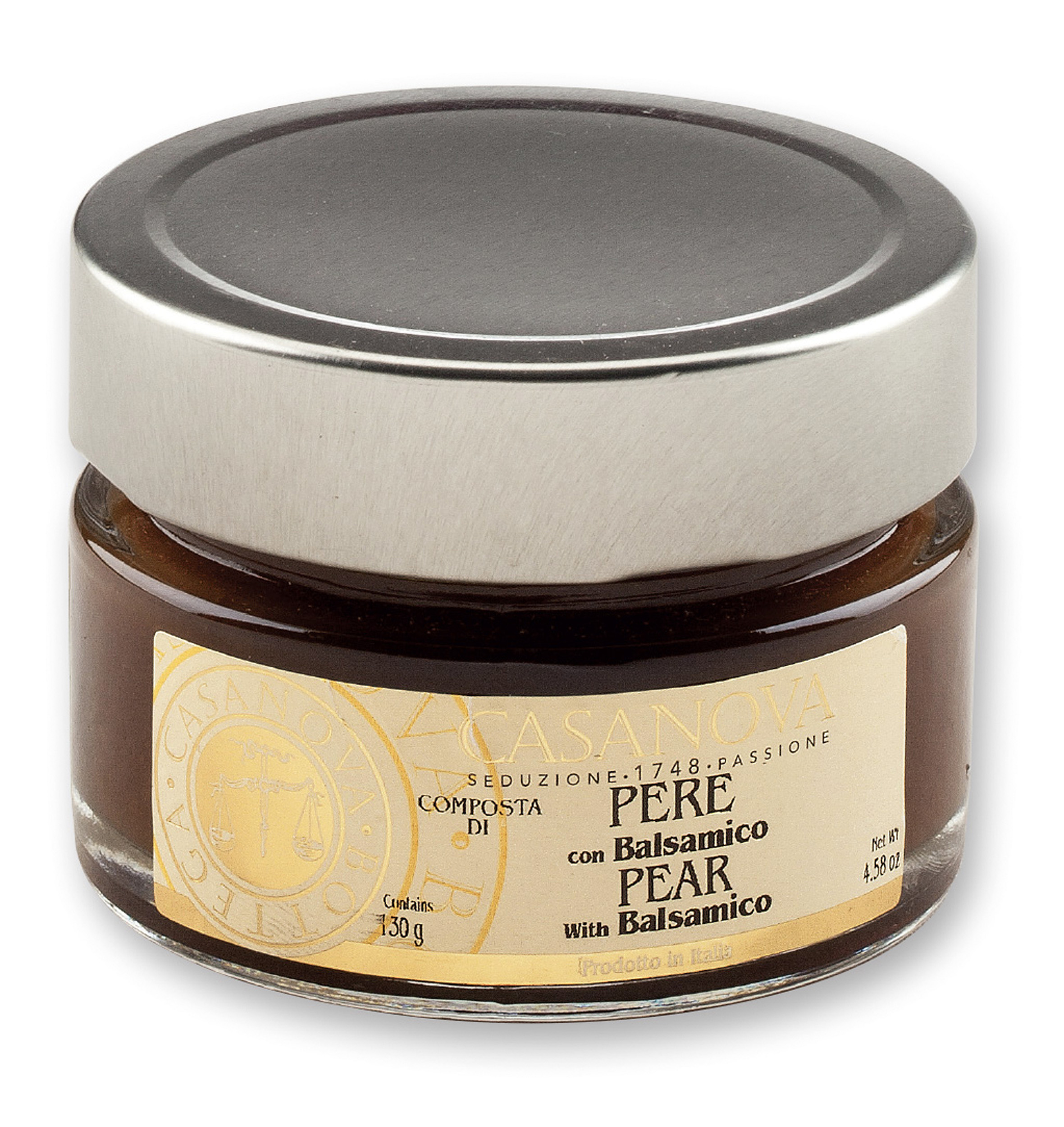 Pears Compote with Balsamic 130 g Casanova, glass jar.