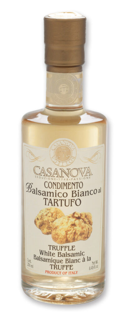 Condimento Balsamico Bianco al Tartufo 250 ml Casanova, bottiglia.