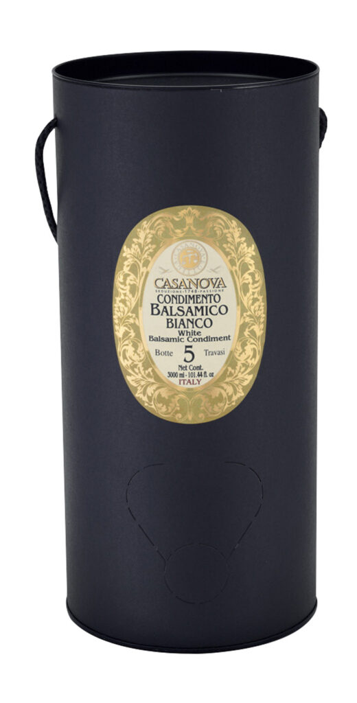 Condiment Balsamique Blanc Bag in Tube 3 l Casanova, conditionnement Bag in Tube noir avec anse.
