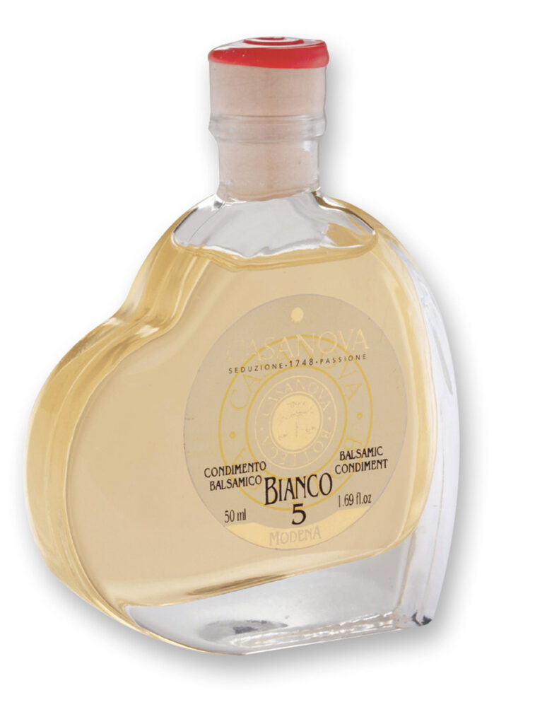 Condiment Balsamique Blanc Bianco Qualité 5 50 ml Casanova, bouteille.