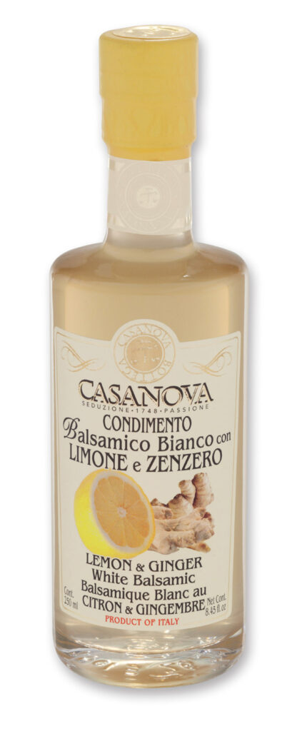 Condimento Balsamico Bianco Limone & Zenzero 250 ml Casanova, bottiglia.