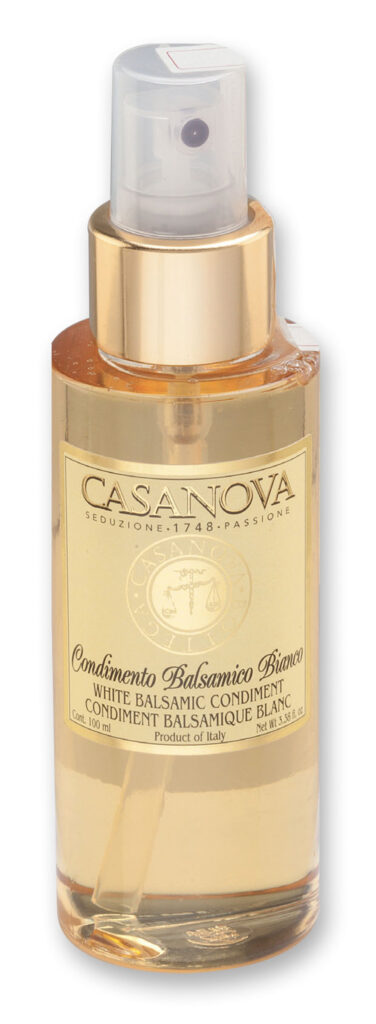 Condiment Balsamique Blanc Spray 100 ml Casanova, flacon pulvérisateur.