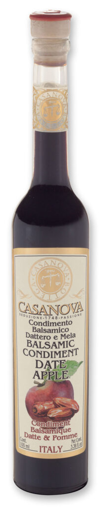 Condimento Balsamico Dattero & Mela 100 ml Casanova, bottiglia.