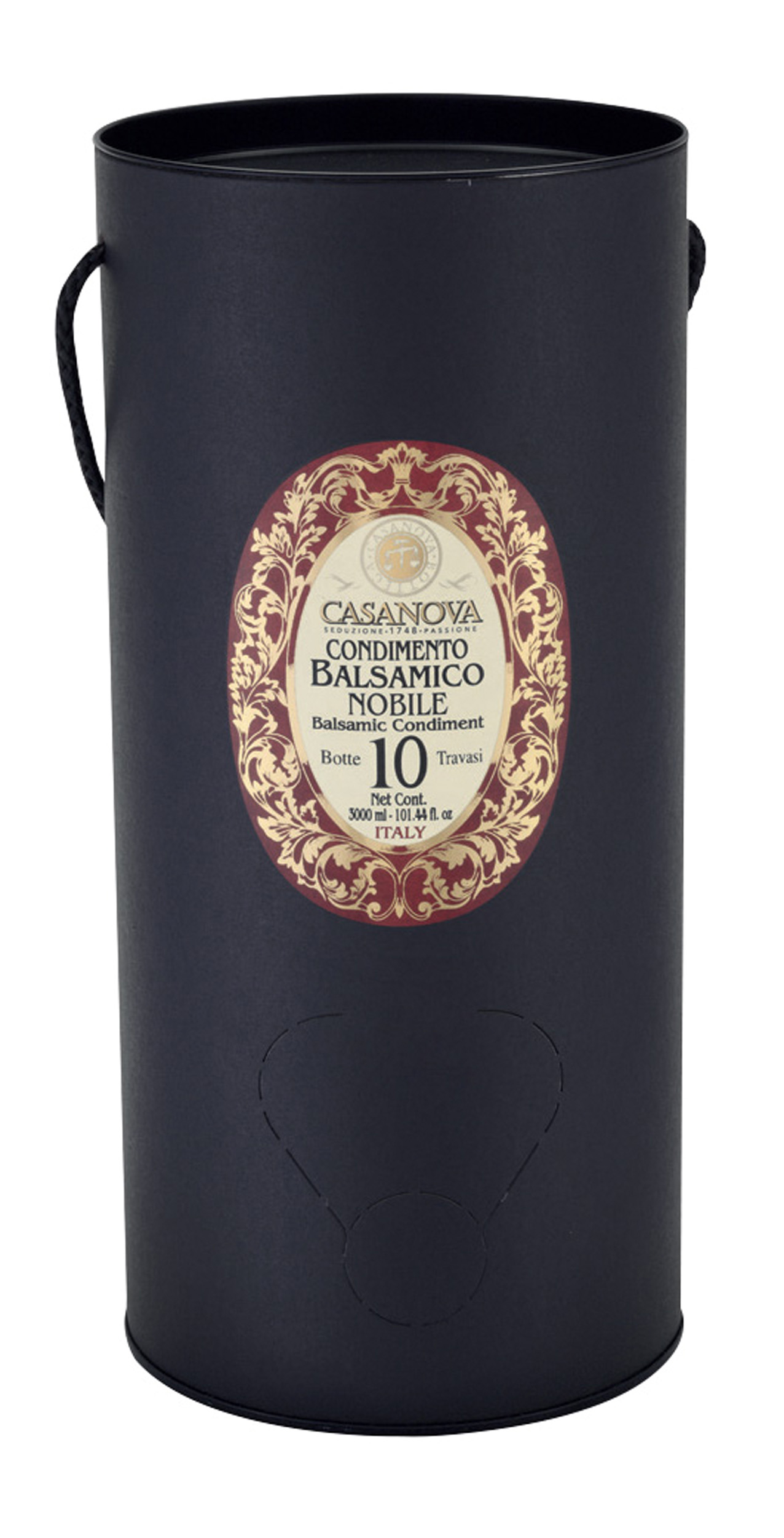 Condimento Balsamico Qualità 10 Bag in Tube 3 l Casanova, confezione Bag in Tube nera con manico.