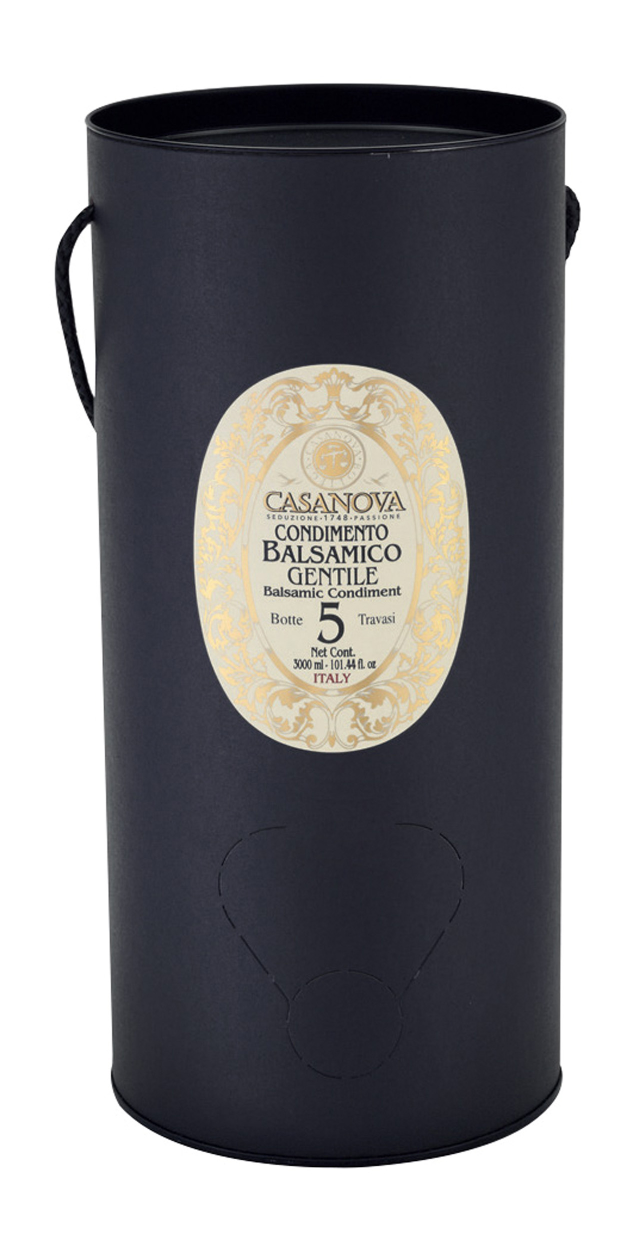 Condimento Balsamico Qualità 5 Bag in Tube 3 l Casanova, confezione Bag in Tube nera con manico.