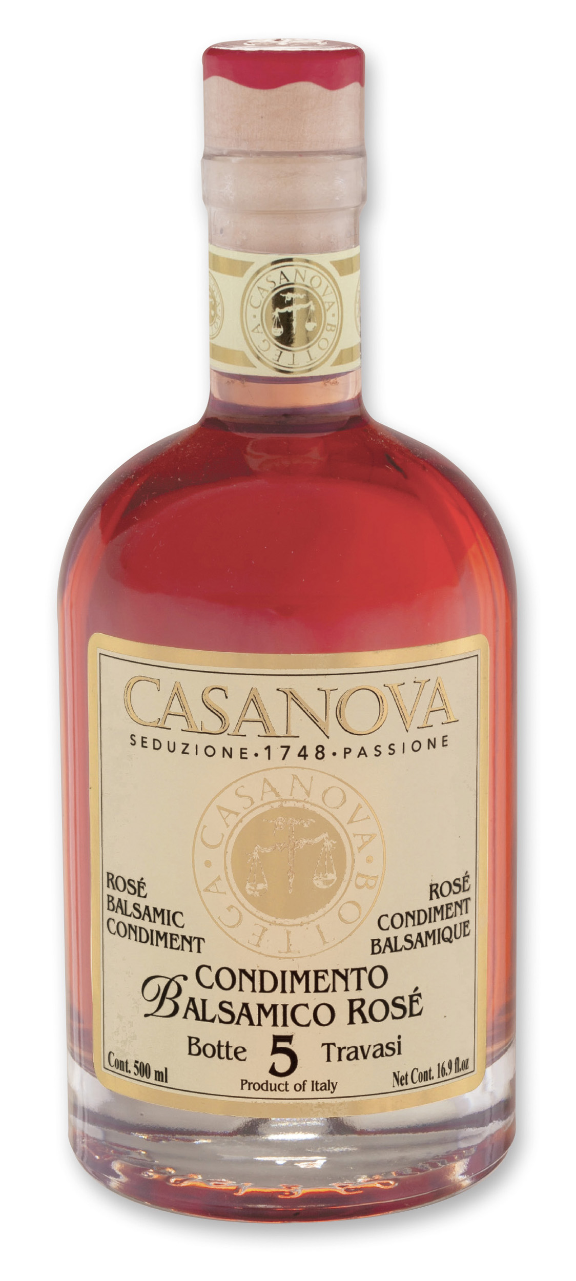 Condimento Balsamico Rosé 500 ml Casanova, bottiglia.