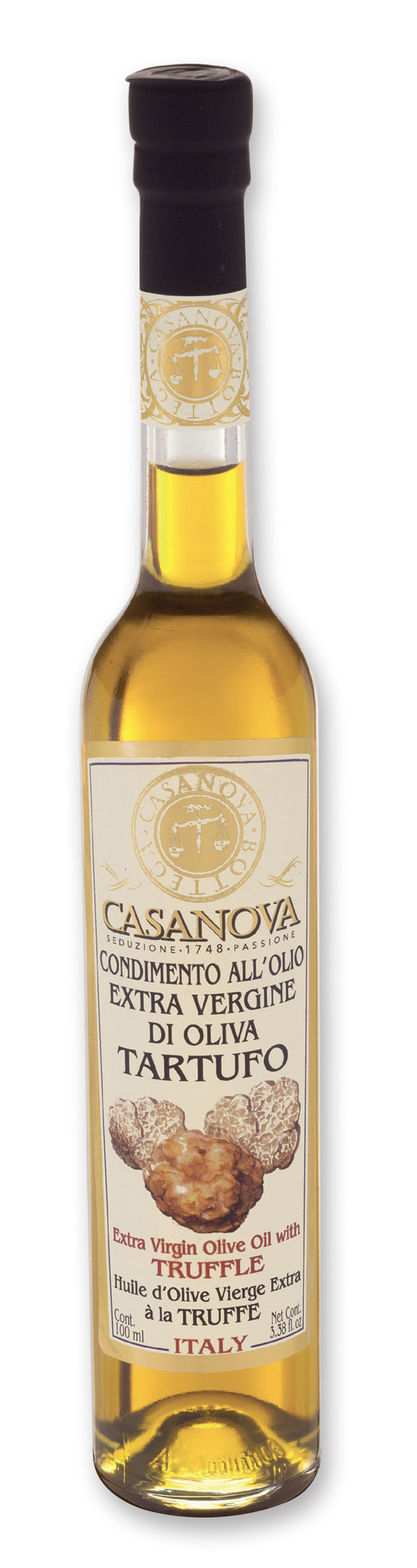 Condimento Olio Extravergine di Oliva al Tartufo 100 ml Casanova, bottiglia.