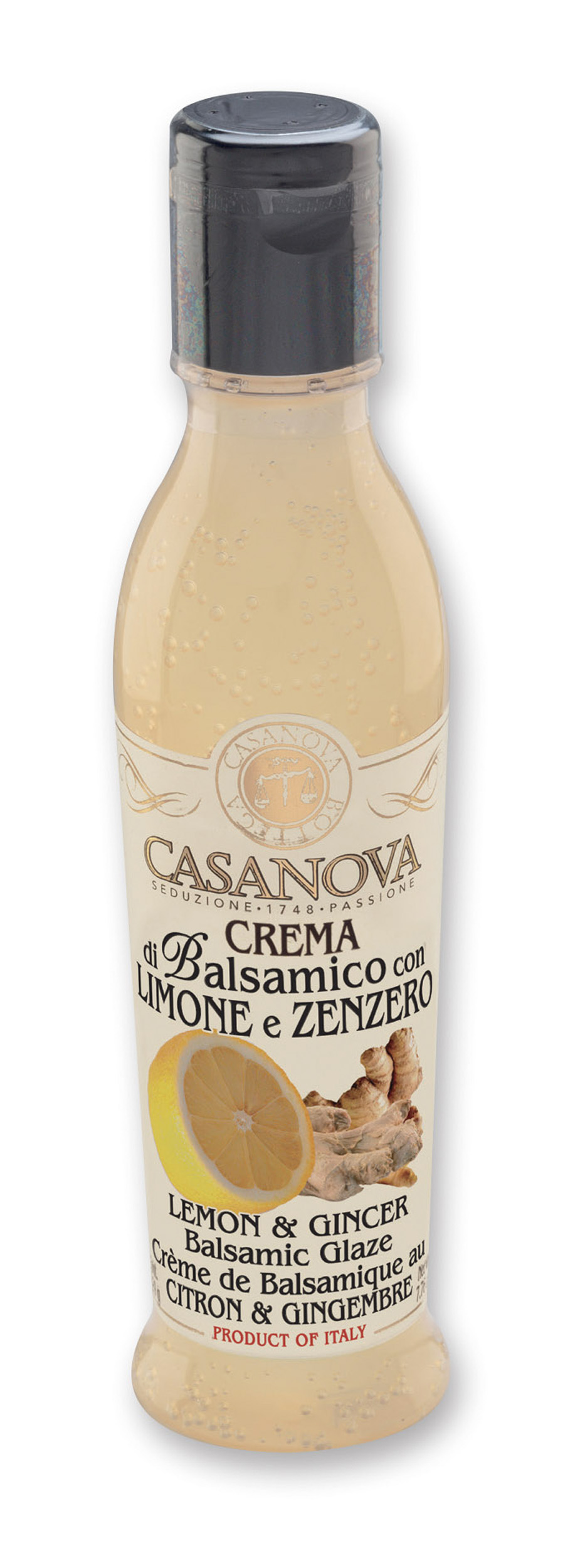 Crema di Balsamico al Limone e Zenzero 220 ml Casanova, bottiglia.