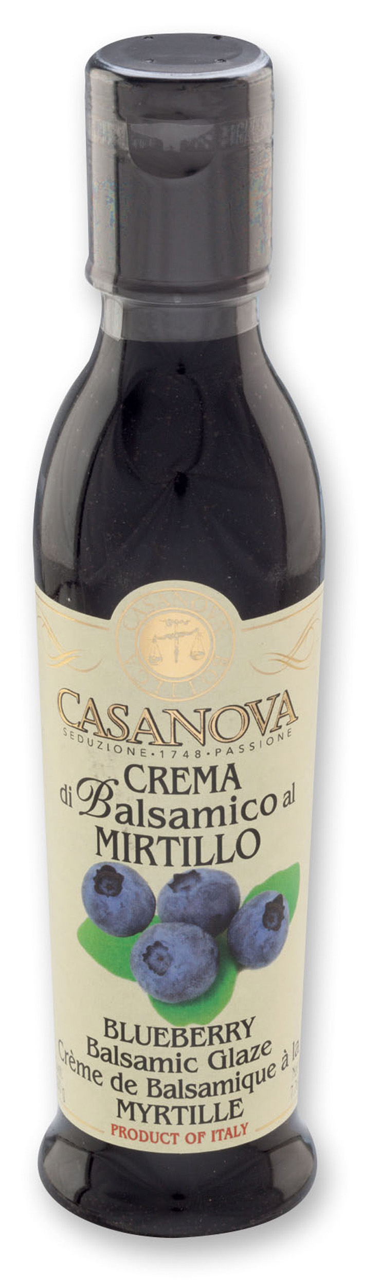 Crema di Balsamico al Mirtillo 220 ml Casanova, bottiglia.