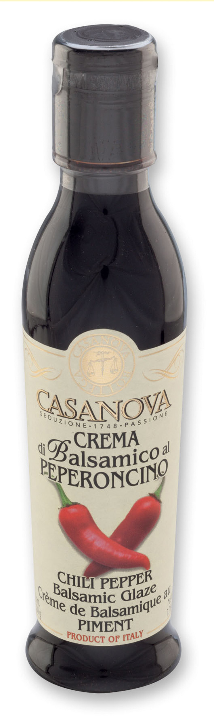 Crema di Balsamico al Peperoncino 220 ml Casanova, bottiglia.