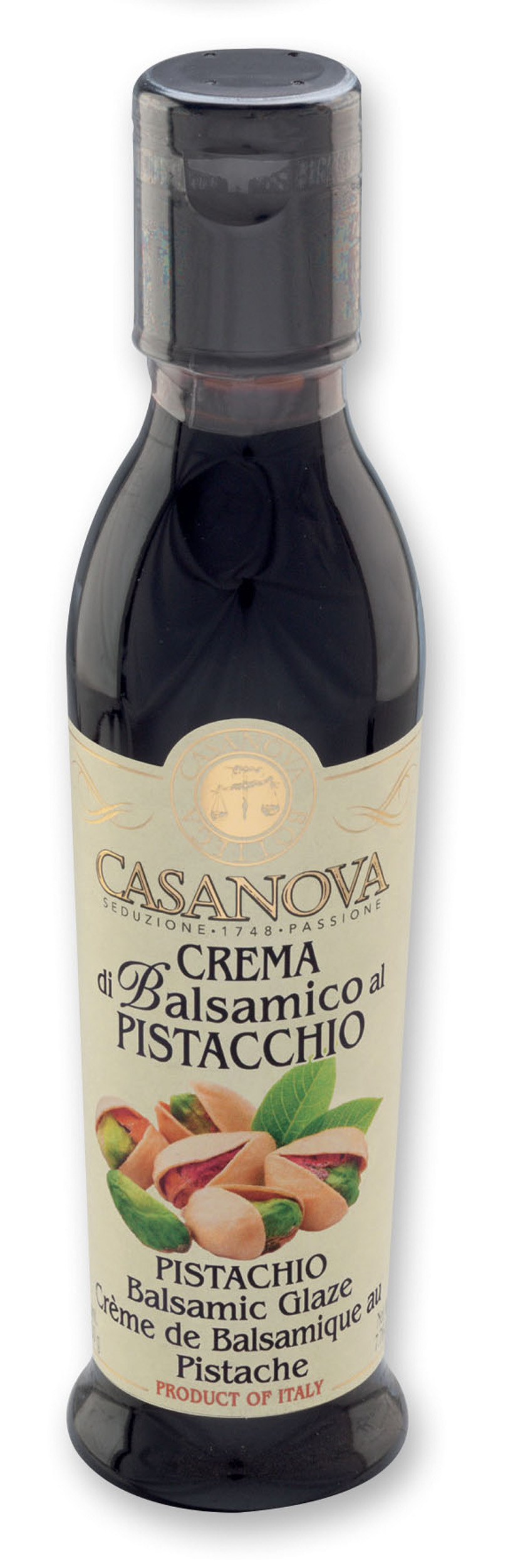 Crema di Balsamico al Pistacchio 220 ml Casanova, bottiglia.