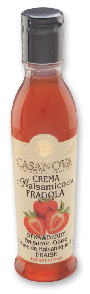 Balsamic Glaze Strawberry 220 ml Casanova, bottle.