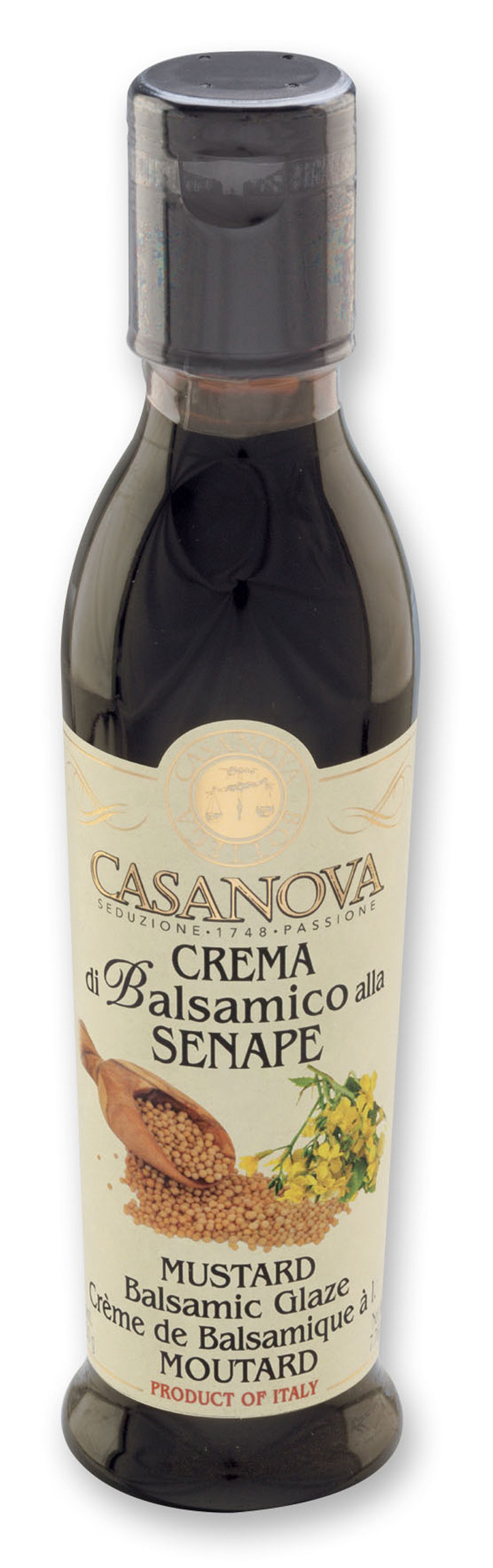 Crema di Balsamico alla Senape 220 ml Casanova, bottiglia.