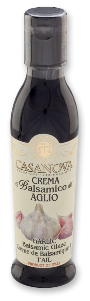 Crema di Balsamico all’Aglio 220 ml Casanova, bottiglia.