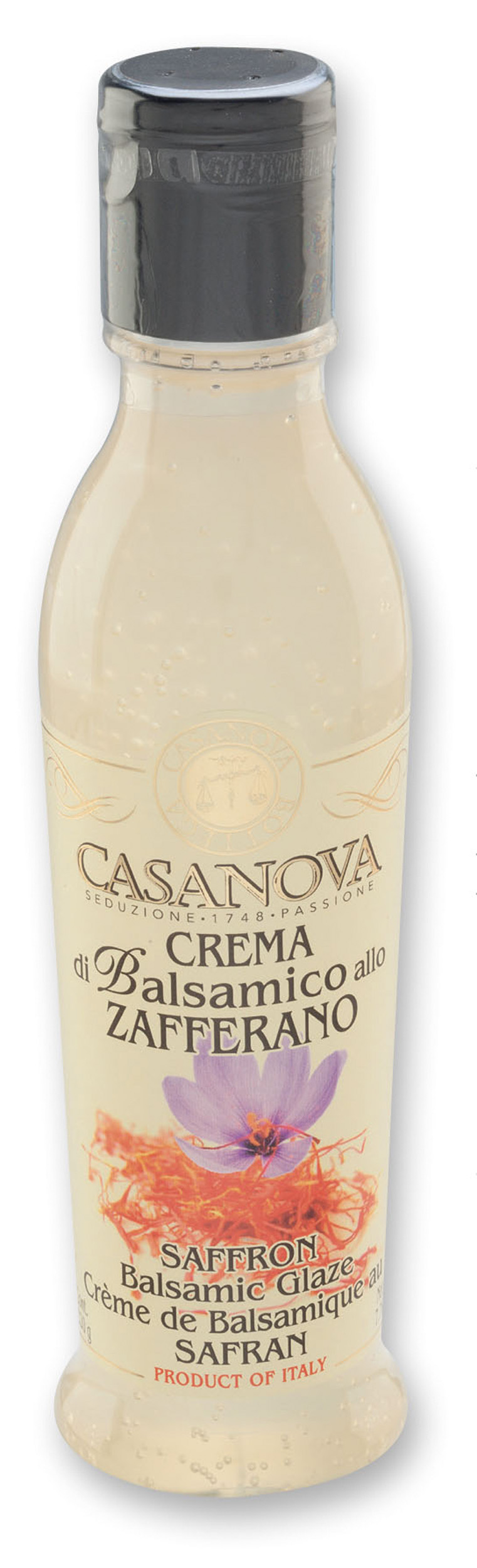 Crema di Balsamico allo Zafferano 220 ml Casanova, bottiglia.