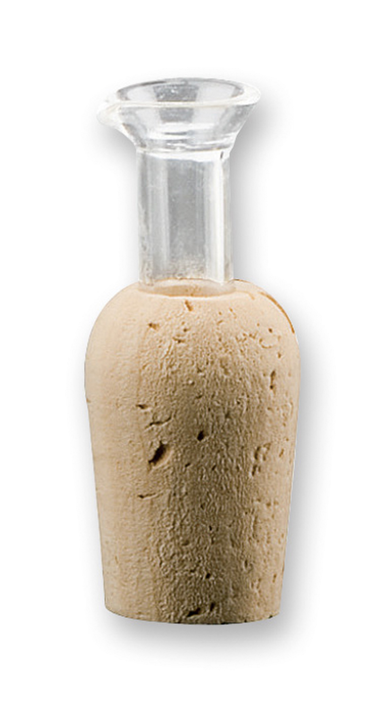 Dosatore per balsamico Casanova con beccuccio in vetro e tappo in sughero.