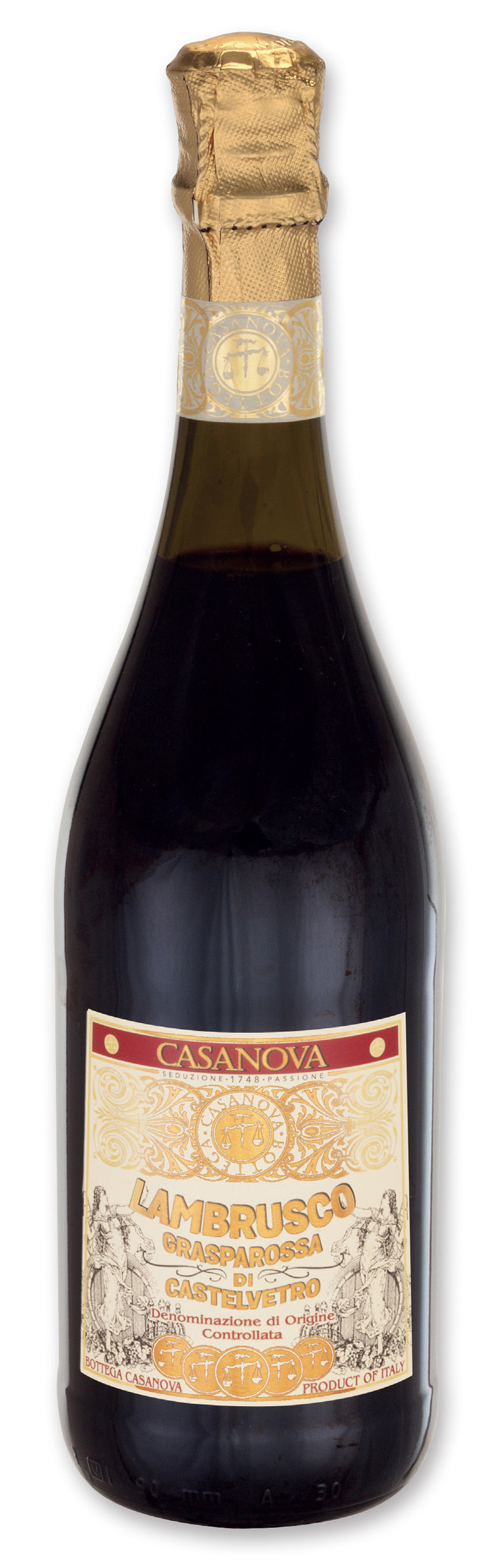 Lambrusco Grasparossa di Castelvetro 750 ml Casanova, bottle.