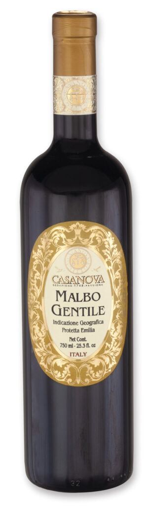 Malbo Gentile Emilia IGP 750 ml Casanova, bouteille.