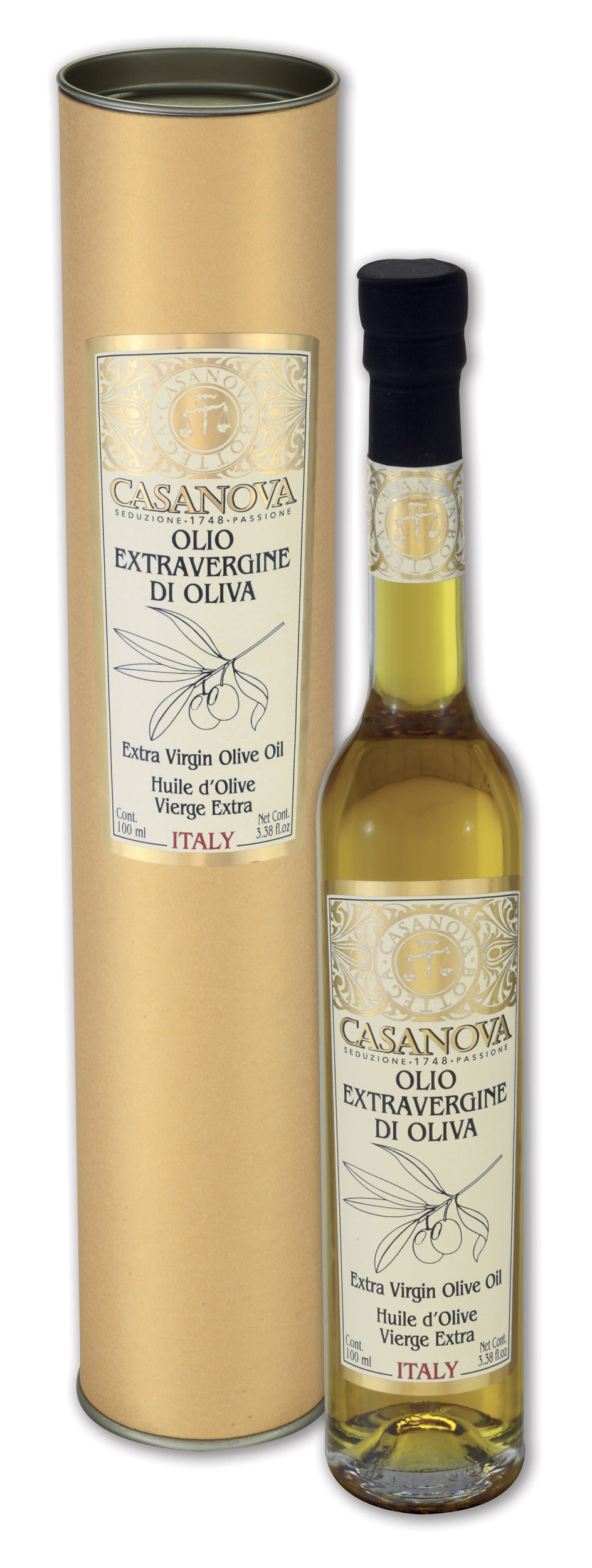 Extra Virgin Olive Oil 0.1 L Casanova, bottle with cylindrical gift tube.