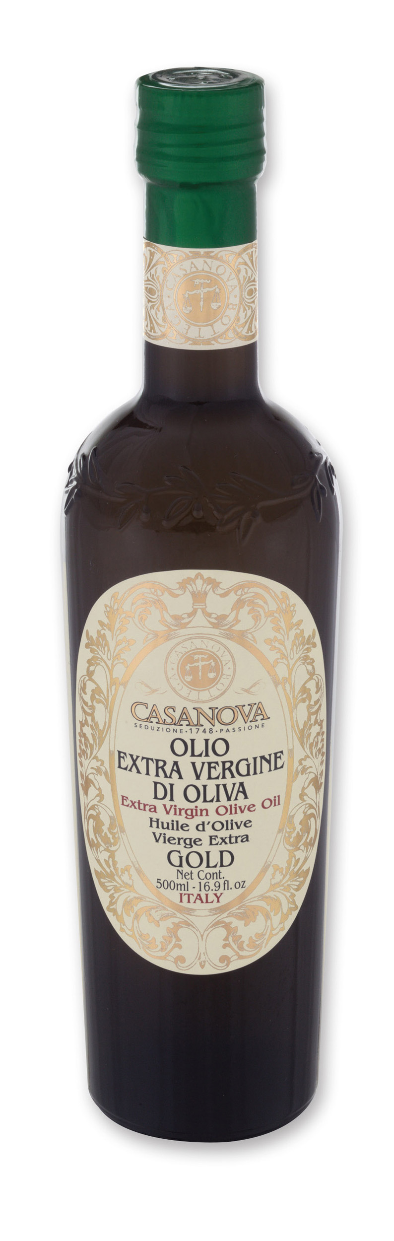 Extra Virgin Olive Oil Green Bottle 500 ml Casanova, bottle.