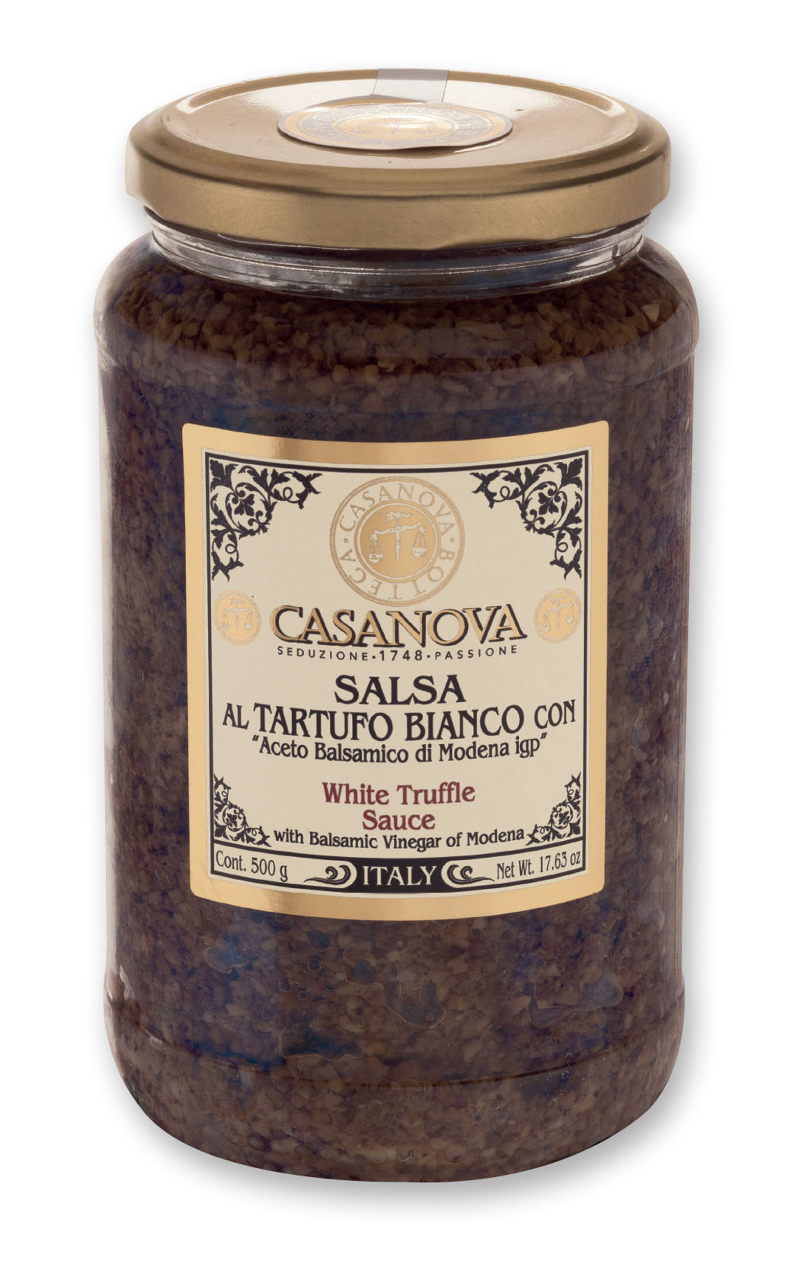 Salsa al Tartufo Bianco con Aceto Balsamico di Modena IGP 500 g Casanova, vasetto in vetro.