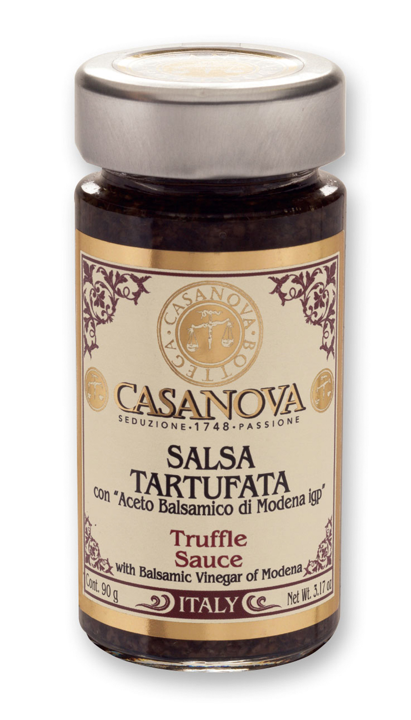 Salsa Tartufata con Aceto Balsamico di Modena IGP 90 g Casanova, vasetto in vetro.