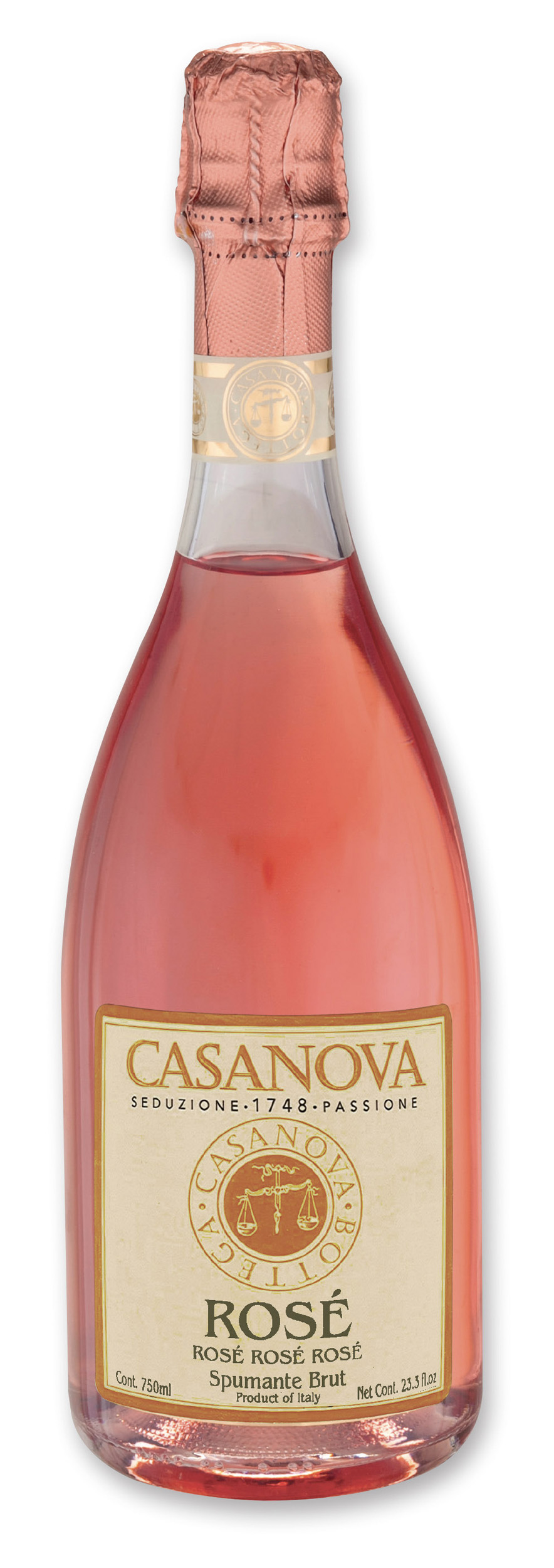 Sparkling Rosé Brut 750 ml Casanova, bottle.