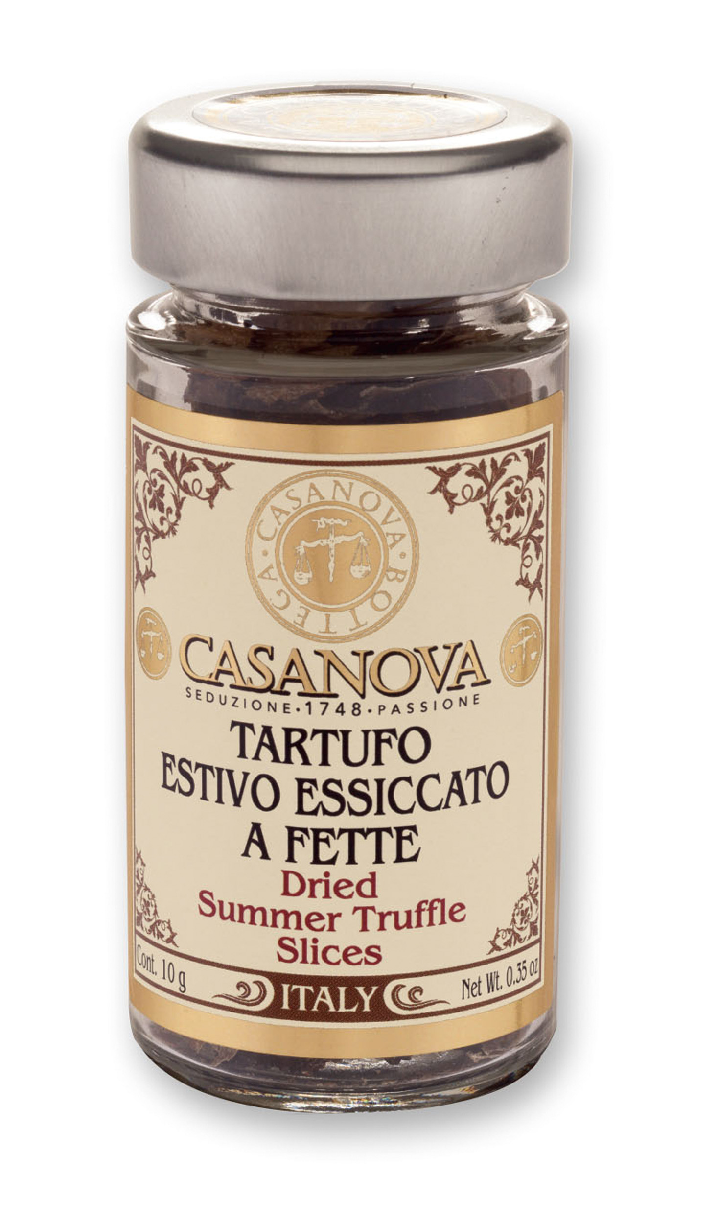 Tartufo Estivo Essiccato a Fette 10 g Casanova, vasetto in vetro.